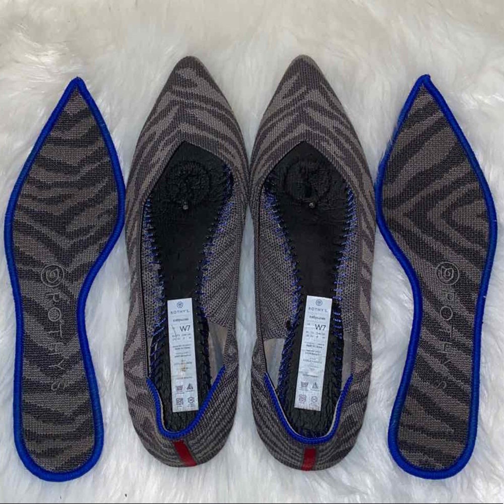 Rothy’s The Point Gray Zebra Flats